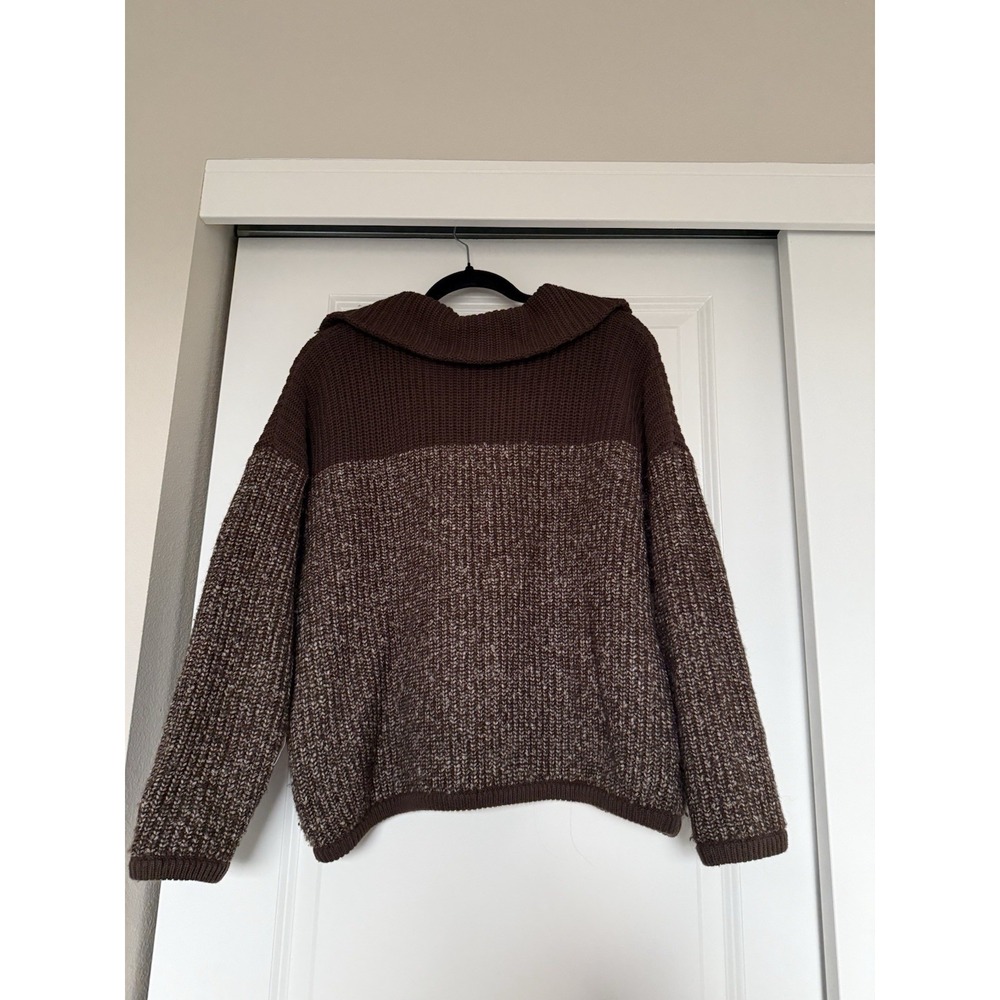 varley willard half zip knit coffee bean egret fleck Size XS Pullover Oversized - Picture 5 of 10